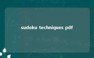 sudoku techniques pdf 