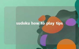 sudoku how to play tips 