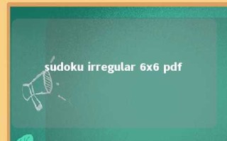 sudoku irregular 6x6 pdf 