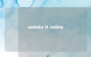 sudoku it online 
